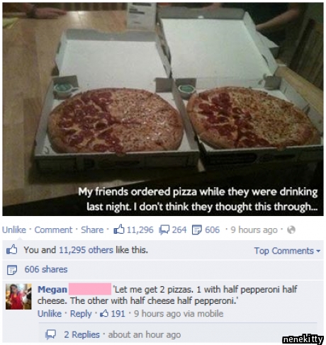 Yeah I'll take 2 large, medium pizzas...